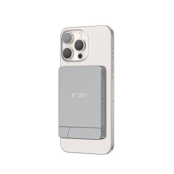 MagSafe externbatteri Tech-Protect PB14 5000 mAh Pop-up Grå sidereal Vit Vit