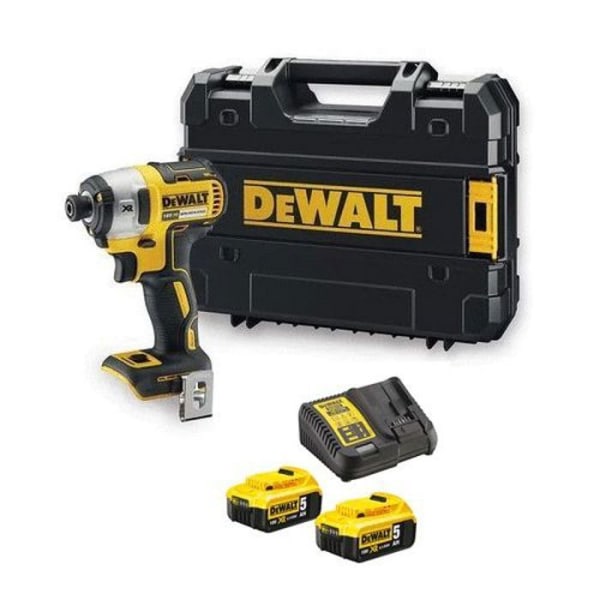 18V XR Borstlös slagskruvmejsel + 2 5Ah batterier + laddare + T-STAK box - DEWALT - DCF887P2-QW Svart