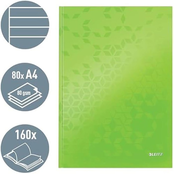 Cahier A4 linjerad - LEITZ - WOW - 160 sidor - 90g/m² - Grön hårdvyöverdrag Grön