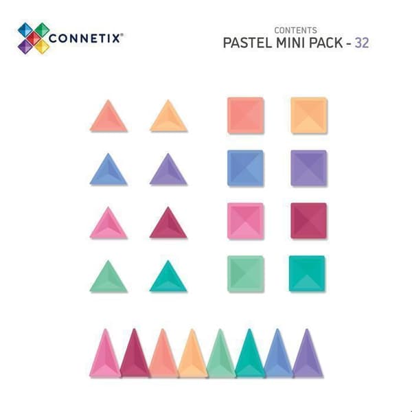 CONNETIX Byggplattor Magnetiska Pastell Mini Pack, 32 Delar Pastell