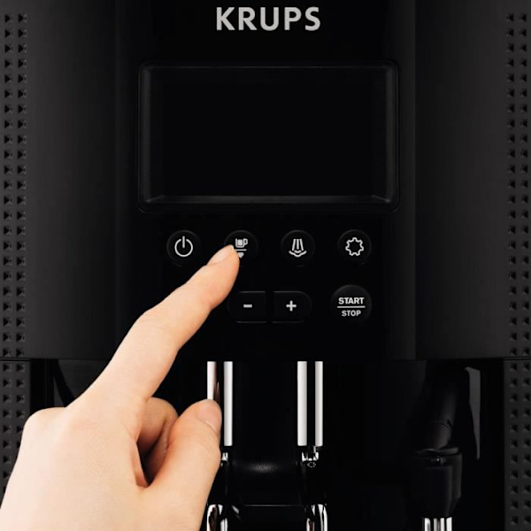KRUPS EA816031 Espressomaskin Essential Full Auto med kvarn - LCD-skärm - Inbyggd mjölkskummare - Svart Svart