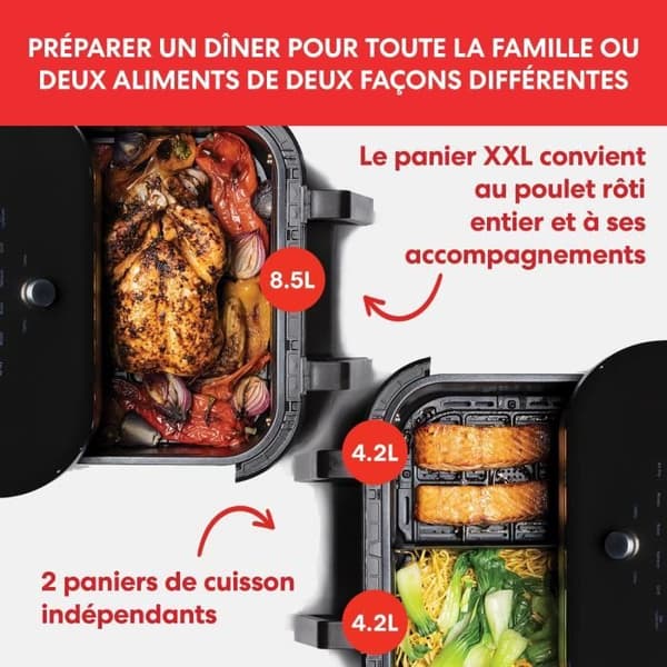 Luftfritös - Instant Pot - Vortex Plus VersaZone XXL - 8,47 liter, effekt 1700W 8 program Svart