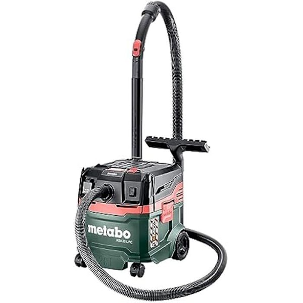 Universell dammsugare - METABO - ASA 20 L PC (602085000) - 20 L - Påsefri behållare - Inbyggd filterrengöring Svart, Grön, Röd