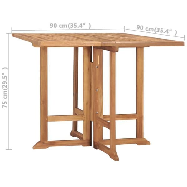 Hopfällbart trädgårdsmatbord - vidaXL - Massivt teak brun