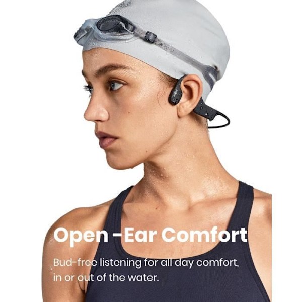 Shokz OPENSWIM (tidigare XTRAINERZ) - Bone Conduction Swimming Earphone med 4GB minne, IP68 vattentät MP3-spelare, Diamond Black