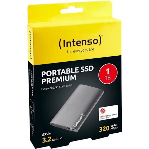 Extern SSD-hårddisk - INTENSO - PREMIUM - 1 TB - Grå
