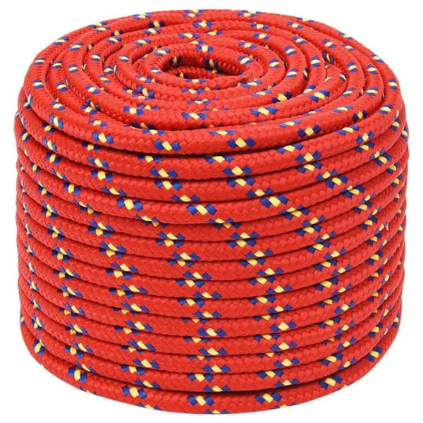 152409 vidaXL Båtline Röd 14 mm 25 m Polypropen Röd