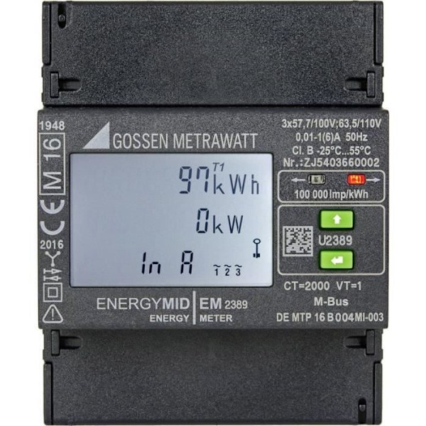 Gossen Metrawatt U2387-V022 Trefasmätare med anslutning till digital transformator MID-överensstämmelse: ja 1 st.