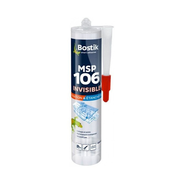 Mastic för Fästning - BOSTIK - MSP 106 Osynlig - Transparent - 290 ml - Limning och Tätsättning Transparent
