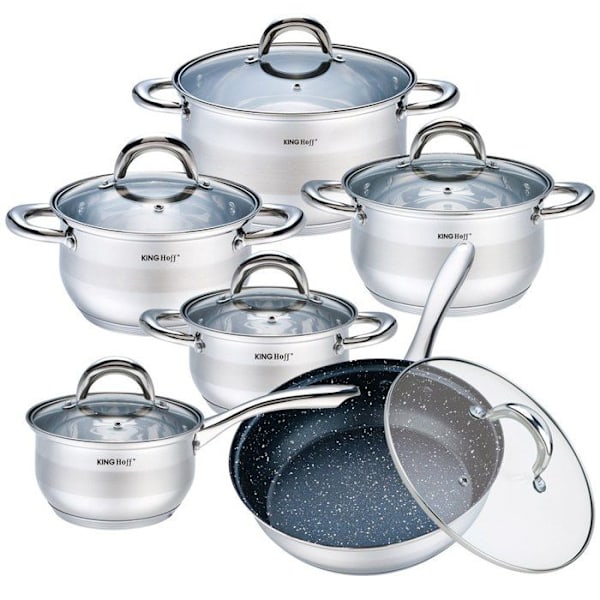 Komplett set av stålgrytor 12 delar Kinghoff KH-1098