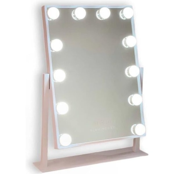 Flamingueo Lighted Makeup Mirror Led Mirror 12 Lights Lighted Mirror 3 lägen Spegel för sminkbord 47,5 x 35,5 cm