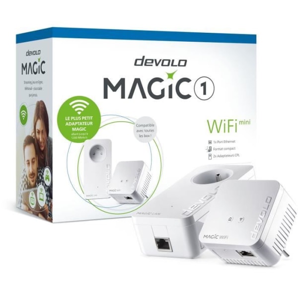 DEVOLO Magic 1 WiFi mini - Startpaket - 2 PLC-adaptrar - 1200 Mbit/s