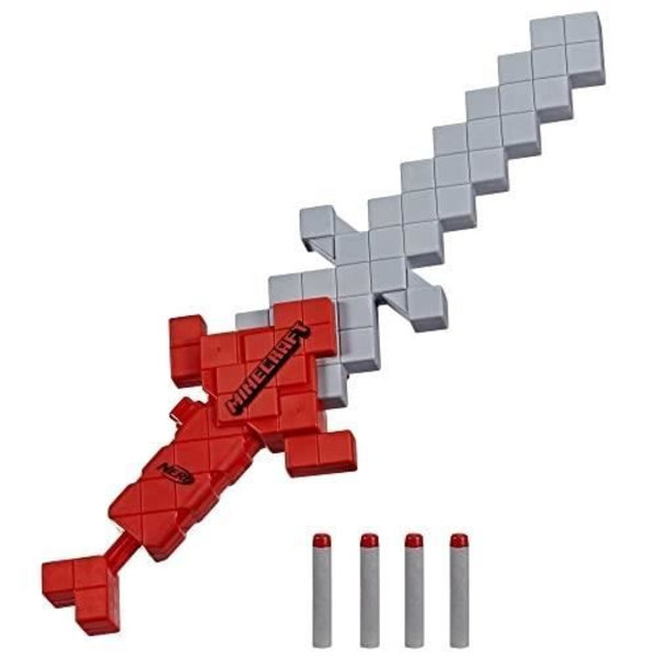 NERF MINECRAFT, HEARTSTEALER SWORD, 4 NERF ELITE FOAM DARTS, Grågrön