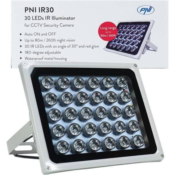 LED-reflektor - PNI - IR30 - Infraröd - 80m - IP66