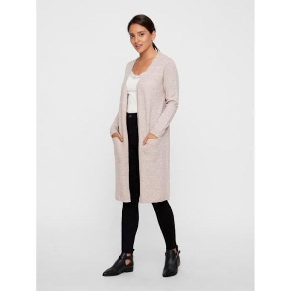 Cardigan kvinna - Vero Moda - vmdoffy - Beige - Lång - Främre fickor Woodrose mix M