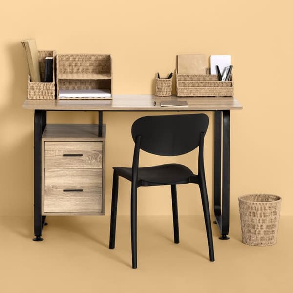 Set med 2 dokumentlådor "Kord" i flätat papper - 5five beige