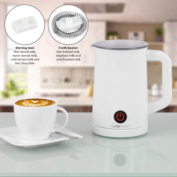 Mjölkskummare - Clatronic - MS 3693 - 500 W - Värmefunktion - Antistänk Vit