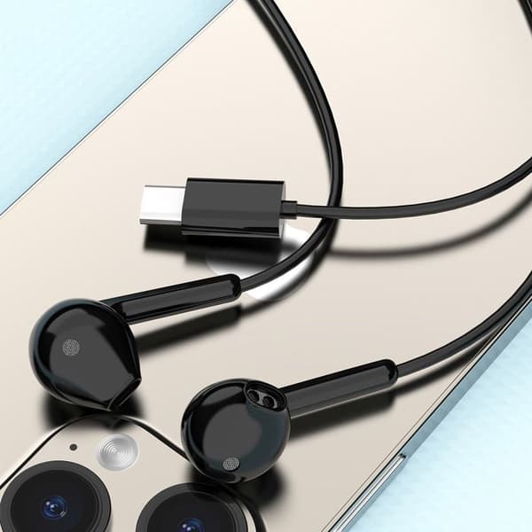 USB-C trådade in-ear hörlurar 1,2 m - Svart