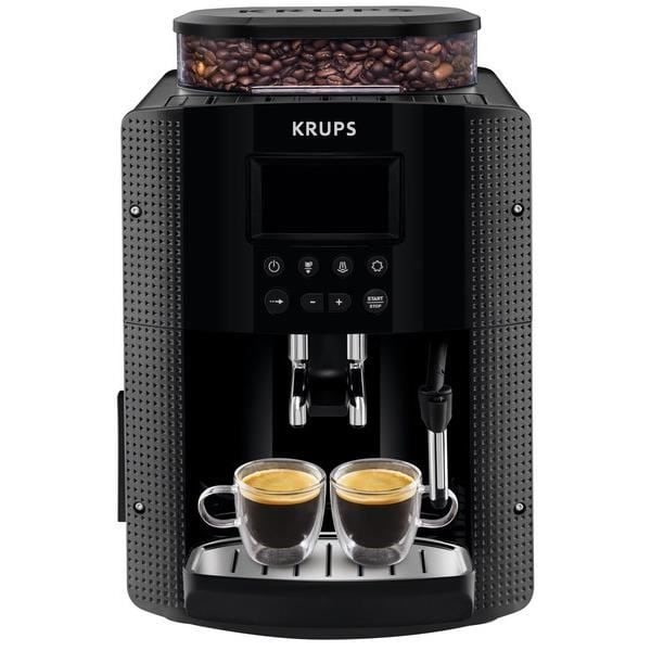 KRUPS kaffebönmaskin, 1,7 l, espressomaskin, ångmunstycke för cappuccino, 2 koppar samtidigt, Essential YY8135FD Svart
