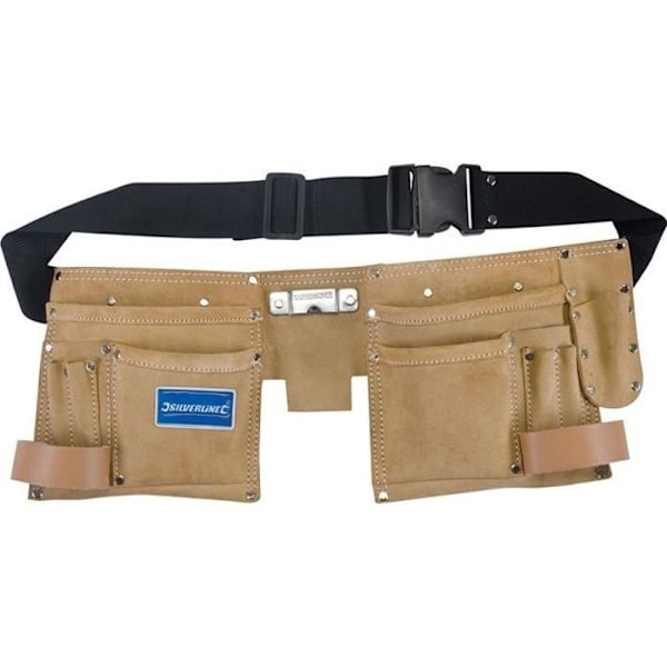 SILVERLINE bälte i mocka - Dubbel ficka - 11 fickor Beige och svart