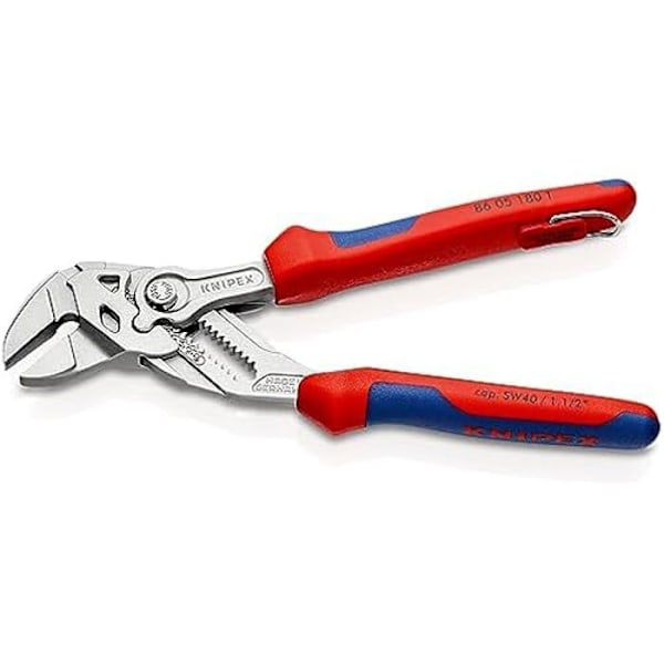 Nyckeltång - KNIPEX - 86 05 180 T BK - 180 mm - Multifunktionell - Förkromad med bi-materialsbeläggning Flerfärgad