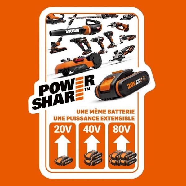Gruvändare - WORX - Mini Motorsåg utan sladd - Guide 12 cm - Lätt - Batteri 20V - 5 års garanti