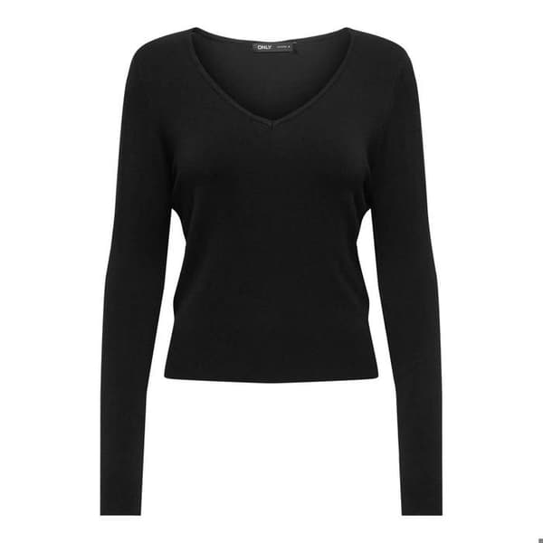 Pull col en V kvinna Only Venice - svart svart M