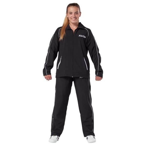 KWON San Francisco träningsoverall för kvinnor - svart - tight cut - 100 % polyester - meshfoder - storlek L Svart jag