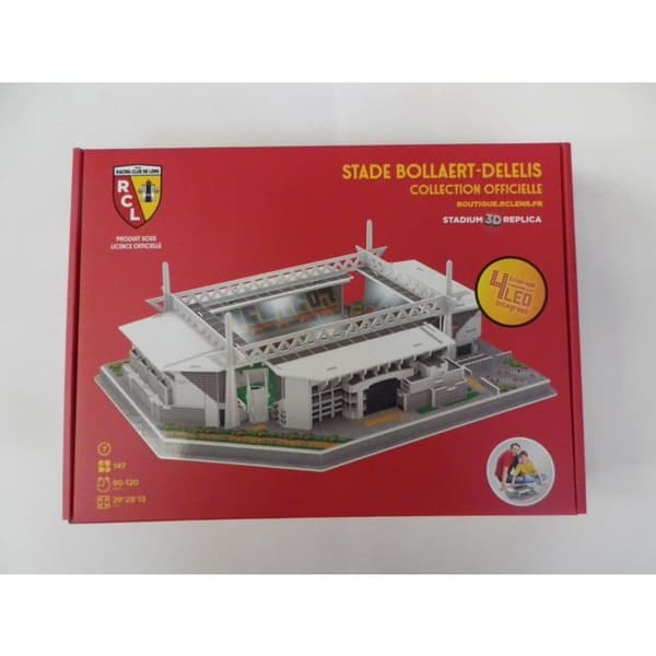 Byggspel - MEGABLEU - Stade Bollaert - 147 bitar - 4 LED - 3D grå, vit, grön, multicolorada stolar