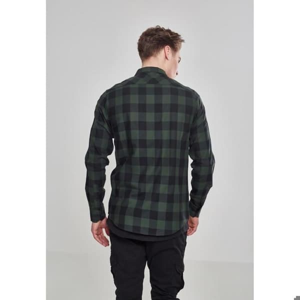 Urban Classic basic flanellskjorta svart/grön skog XL
