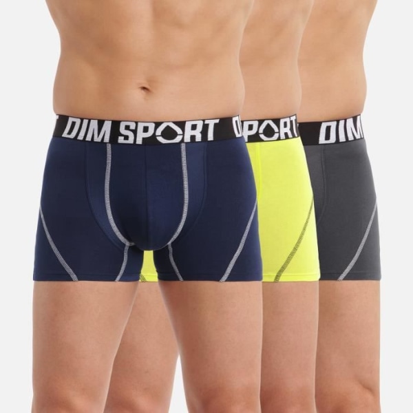 Dim Sport Strong Support, paket med 3 stretchiga bomullsboxers Gr/bl/vrt t jag