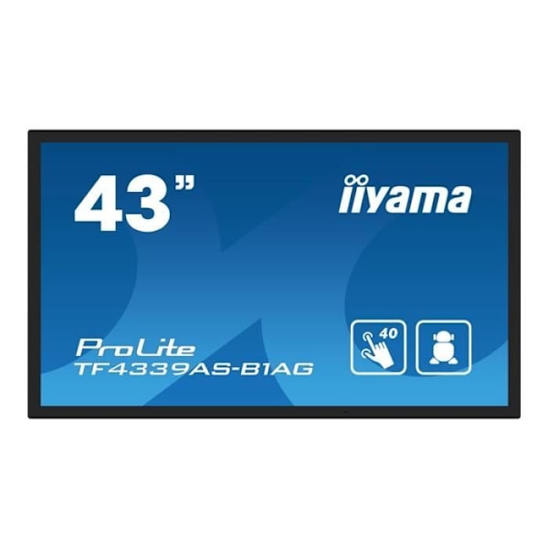 Platt LED-bakgrundsbelyst LCD-skärm med integrerad mediaspelare och pekskärm (multi-touch) - iiyama - iiyama ProLite TF4339AS