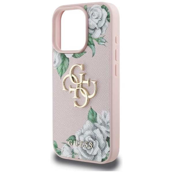 Coque Guess Hardcase 4G Grained Roses Big Logo för iPhone 16 Pro Max - Rosa Rosa