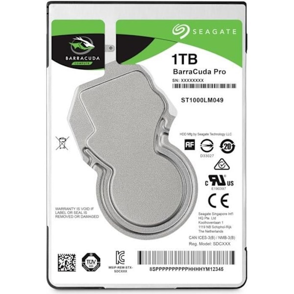 SEAGATE - Intern hårddisk - BarraCuda Pro - 1TB - 7200 rpm - 2,5" (ST1000LM049)