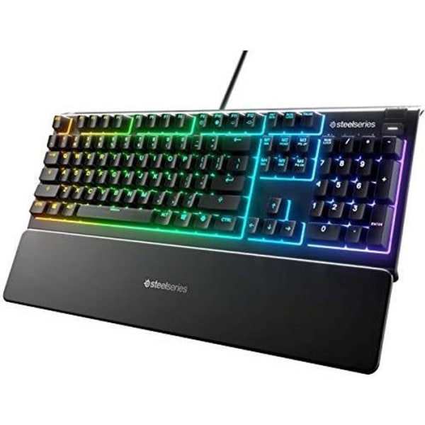 Steelseries Apex 3 - Speltangentbord - 10 Zones RGB-belysning - Premium magnetiskt handledsstöd - Am 6479 Layout Svart
