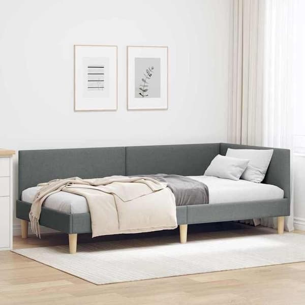 vidaXL Hörnsängram Mörkgrå 100 cm x 200 cm 42016198 Mörkgrå