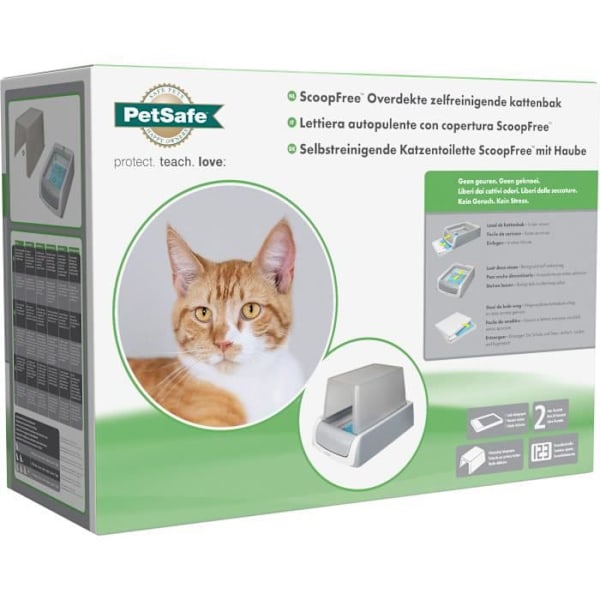 PETSAFE - ScoopFree 1.5 Självrengörande kattlåda och lock Grå