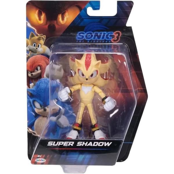 Figur - JAKKS PACIFIC - Sonic 3 Super Shadow - Troget design - Hållbara material - Kompakt storlek beige/röd