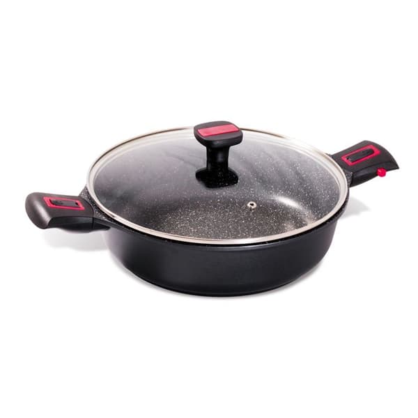 Sauterare med lock granit Pro keramik 28 cm - Baumalu svart