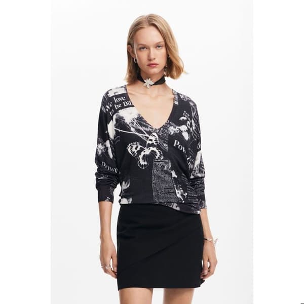 Pull kvinna Desigual Kawartha Lakes svart XXL