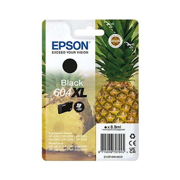 Bläckpatron - Epson - 604XL - 8,9 ml - Svart - Original - Blister med larm