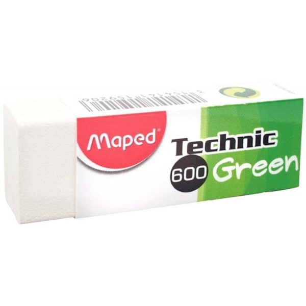 Plastsuddgummi - MAPED - Technic 600 - Vit - Dammfri - 61x22x12 mm