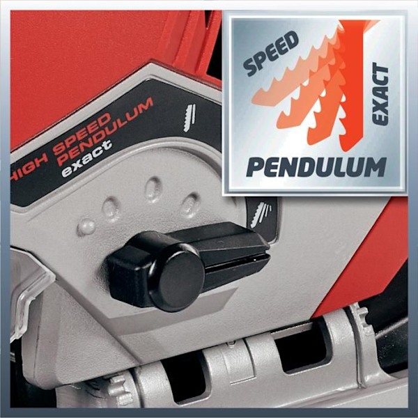 Einhell Pendelsåg TE-JS 100 (750 W, Elektronisk variator, Nejlbar fot, Blåsfunktion, Skärguide) Röd