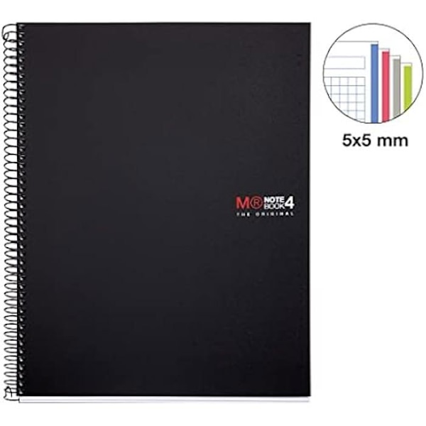 Cahier A4 - MIQUELRIUS - 47138 - Färg Svart - 140 Microperforerade Sidor - Satinpapper 70 g/m² Svart