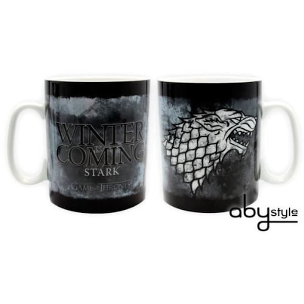 Game Of Thrones Mugg - Stark - 460 ml - Porslin med ask - ABYstyle Svart; blå och vit