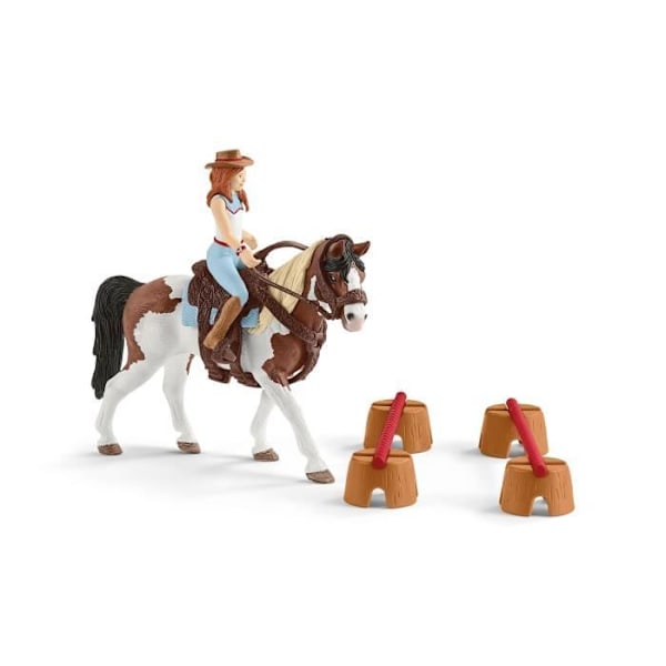 Hannah's Racing Horse - Set med 12 Schleich Rodeo Toys with Cowherd - Hästfigur och tillbehör - Present för pojkar Flerfärgad