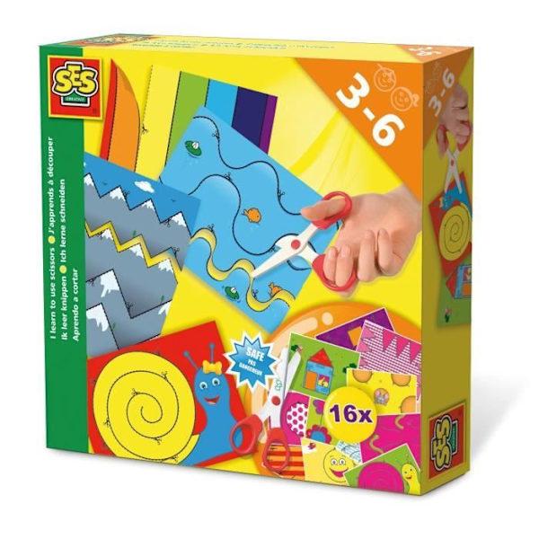 SES CREATIVE - Jag lär mig att klippa - Säkerhetssax och papper - Barn 2+ år