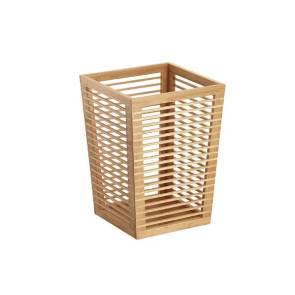Papperskorg - VI STÄDAR UPP ALLT! - Bambu - Vit - 33 cm - 7,5 liter