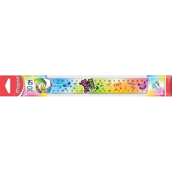 Platt linjal - Maped - Twist n Flex MINI CUTE - 300 mm - Oförstörbar - Flexibel - Dubbelriktad skala