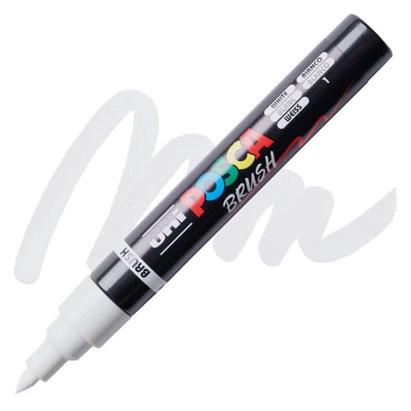 POSCA-markör - Vit - Penseltopp - PC5BR - Alla ytor Vit